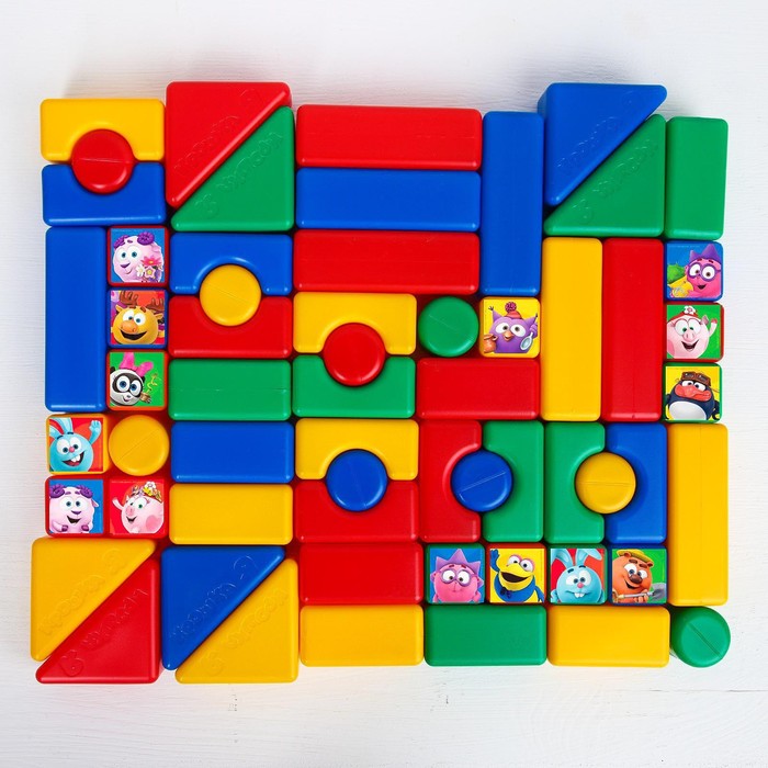 Набор цветных кубиков, "Смешарики", 60 элементов, кубик 4 х 4 см - фото 1908448498