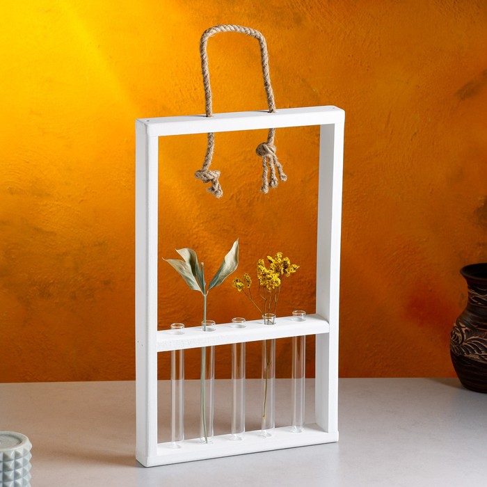 Подарочный ящик «Рамка», 26×4×40 см, деревянный, 5 колб, белый - Фото 1