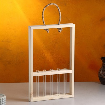 Кашпо для цветов «Рамка экстра слим», 26×5×40 см, деревянное, 5 колб