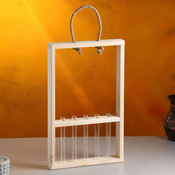 Кашпо для цветов «Рамка экстра слим», 26×5×40 см, деревянное, 5 колб - Фото 1