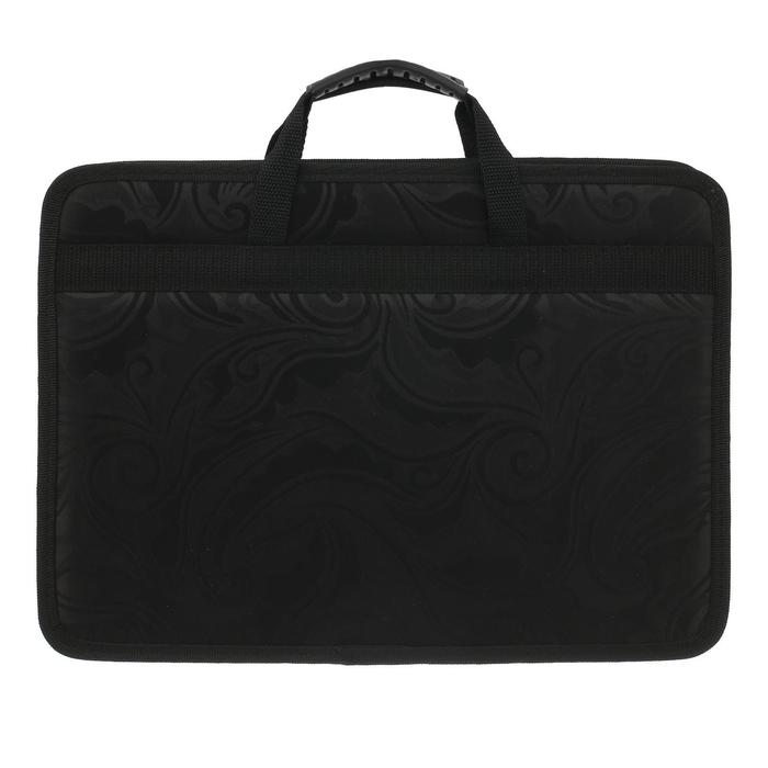 Папка с ручками текстильная, А4, 365 х 260 х 50 мм, 2С13 "Тихвин", каркасная, жакард, чёрный - Фото 1