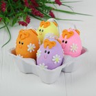 Яйца - подвески для декорирования «Рожицы с цветочками», набор 4 шт, размер 1 шт: 6×4,5 см - Фото 1