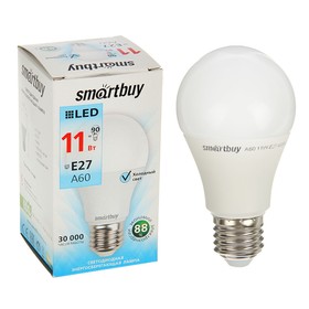 

УЦЕНКА Лампа cветодиодная Smartbuy, A60, E27, 11 Вт, 4000 К, холодный белый