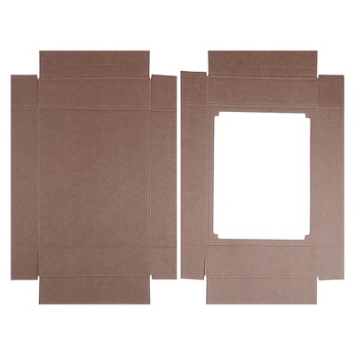 Коробка сборная без печати крышка-дно бурая с окном 29×23.5×6 см