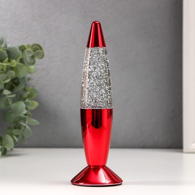Светильник «Красная ракета» LED, лава, блёстки, от батареек 3хLR44 19 см RISALUX