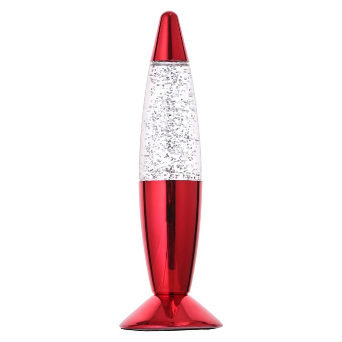 Светильник "Красная ракета" LED, лава, блёстки, от батареек 3хLR44 19 см RISALUX - фото 1880236115