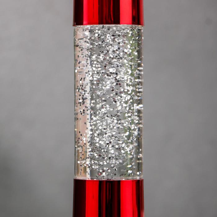Светильник "Блеск цилиндра" LED лава, блёстки, от батареек 3хLR44 красный 18 см RISALUX - фото 1886148187