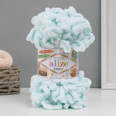 Плюшевая пряжа для вязания руками ALIZE, Puffy, 100 % микрополиэстер, 9 м/100 г, (15 айсберг)