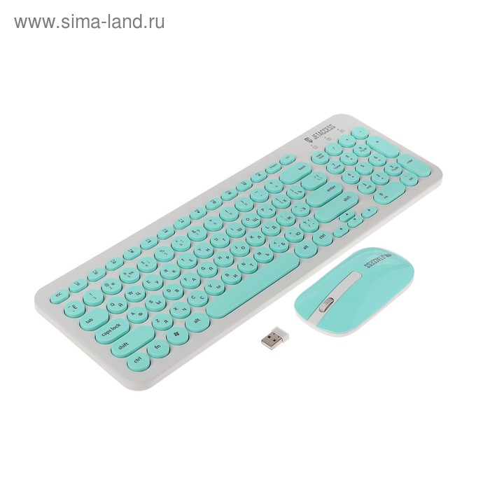 Комплект клавиатура и мышь Jet.A SlimLine KM30 W, беспроводной, бело-мятный - Фото 1