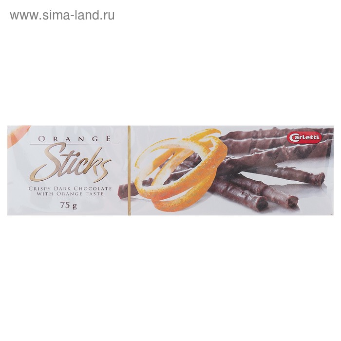 Шоколадный хворост Carletti Orange Chocolate Sticks с цедрой апельсина, 75 г - Фото 1