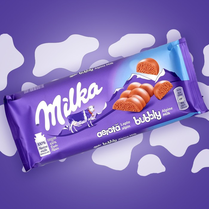 Молочный шоколад с пузырьками Milka Bubbly Milk Chocolate, 90 г - Фото 1