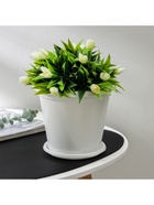 Горшок для цветов с поддоном «Альтернатива. Эконом», 2 л, пластиковый, белый - Фото 4