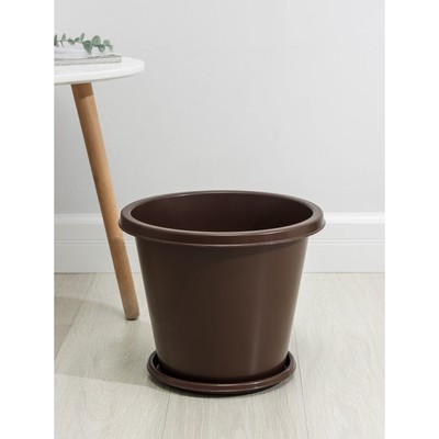 Горшок для цветов с поддоном «Альтернатива. Эконом», 10 л, пластиковый, коричневый