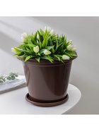 Горшок для цветов с поддоном «Альтернатива. Эконом», 3 л, пластиковый, коричневый - Фото 4