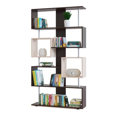 Стеллаж открытый напольный «СОКОЛ. СТ-2», 988×268×1810 мм, цвет корпуса венге/фасада белёный дуб