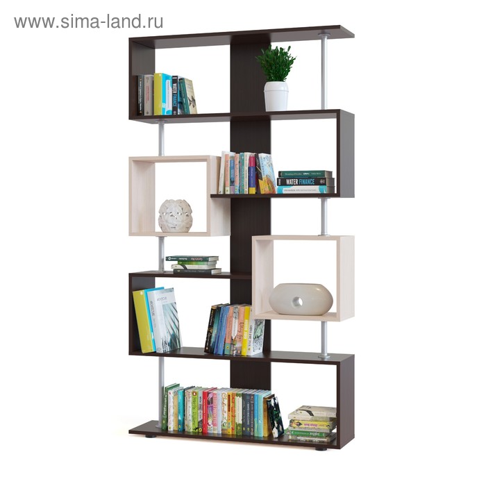 Стеллаж открытый напольный «СОКОЛ. СТ-2», 988×268×1810 мм, цвет корпуса венге/фасада белёный дуб - Фото 1