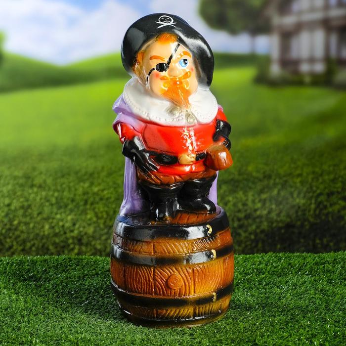 Садовая фигура "Пират на бочке", 14х13х34см - Фото 1