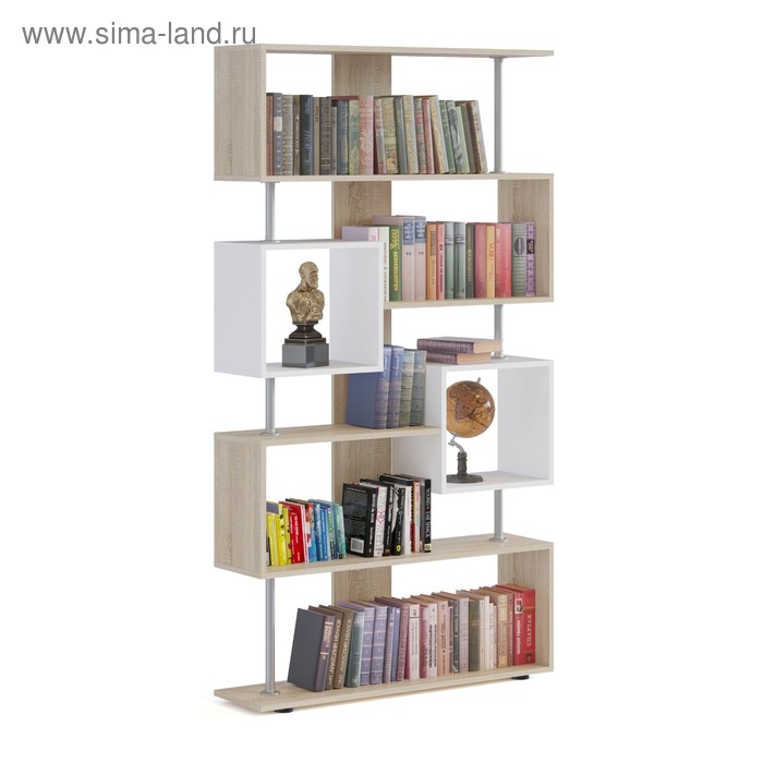 Стеллаж открытый напольный «СОКОЛ. СТ-2», 988×268×1810 мм, цвет дуб сонома/белый - Фото 1