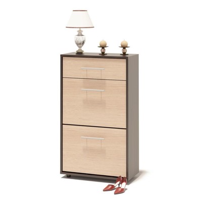 Обувница в прихожую «ТП-2», 600×287×1043 мм, цвет корпус венге/фасад белёный дуб