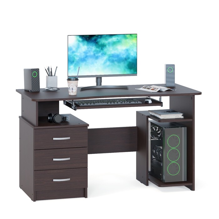 Компьютерный стол, 1300 × 600 × 740 мм, цвет венге - Фото 1