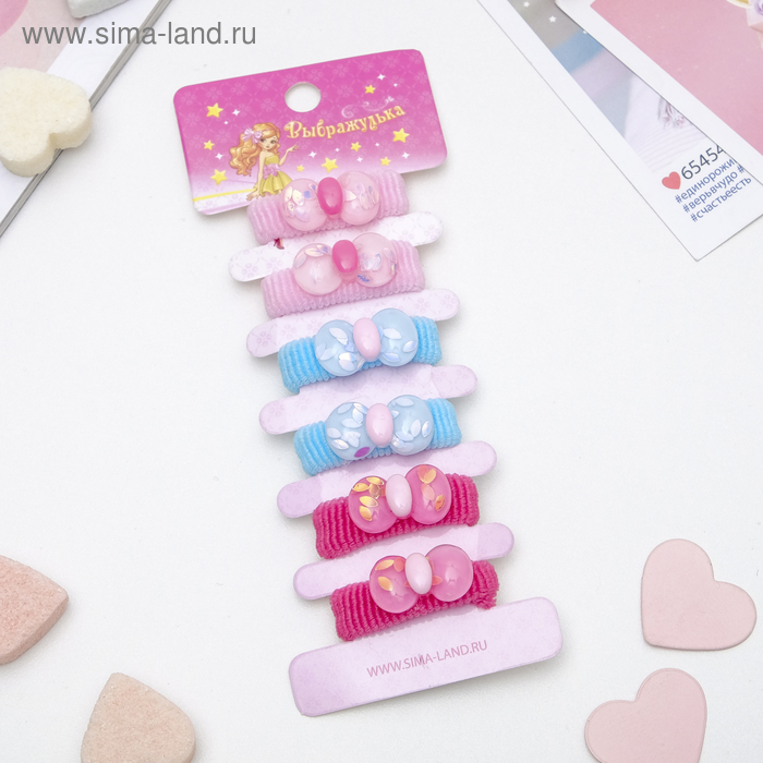 Резинка для волос "Блеск" набор 6 шт бантик - Фото 1