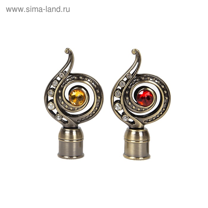 Наконечник «Равена», 2 шт., d=28 мм, цвет старое золото