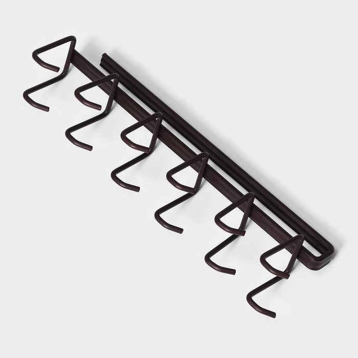 Держатель для кружек подвесной на 12 предметов Доляна, 27×5×7,5 см, цвет коричневый - фото 1886375002