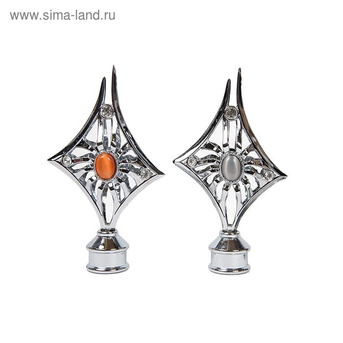 Наконечник «Палермо», 2 шт., d=28 мм, цвет серебро глянец