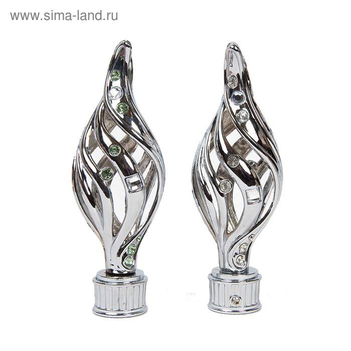 Наконечник «Сицилия», 2 шт., d=28 мм, цвет серебро глянец