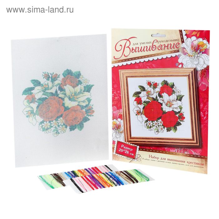 Набор для вышивания крестиком "Букет роз и лилий" - Фото 1