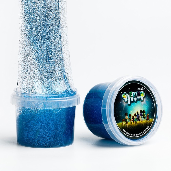 Слайм «Стекло» с ярко-синими блёстками, 90 г - Фото 1
