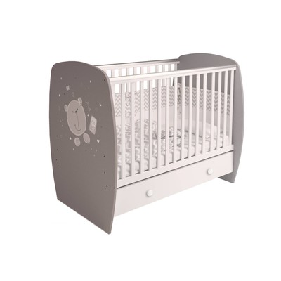 Кровать детская Polini kids French=710, Teddy, с ящиком, белый-серая