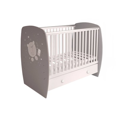 Кровать детская Polini kids French=710, Teddy, с ящиком, белый-серая