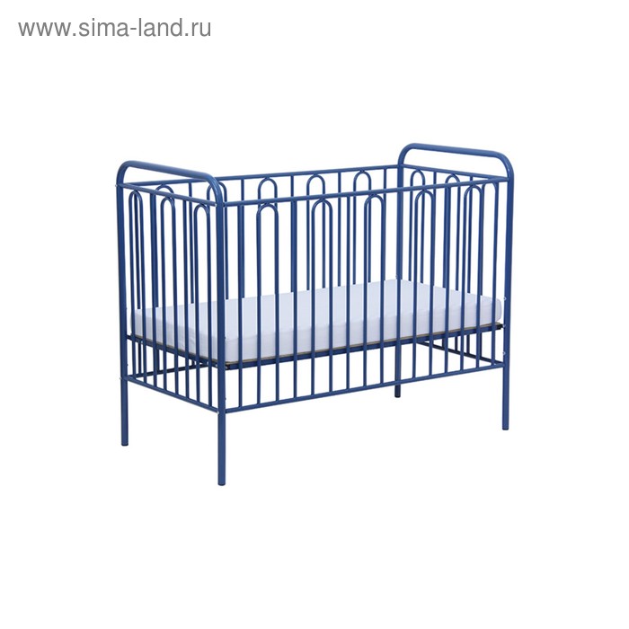Детская кроватка Polini kids Vintage 110 металлическая, цвет синий - Фото 1