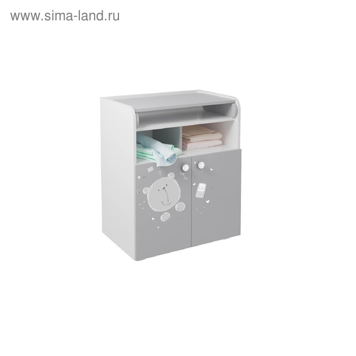 Комод пеленальный Polini kids French=1270, Teddy, белый-серый - Фото 1