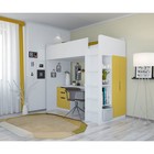 Кровать-чердак Polini kids Simple, с письменным столом и шкафом, цвет белый-солнечный - фото 110272322