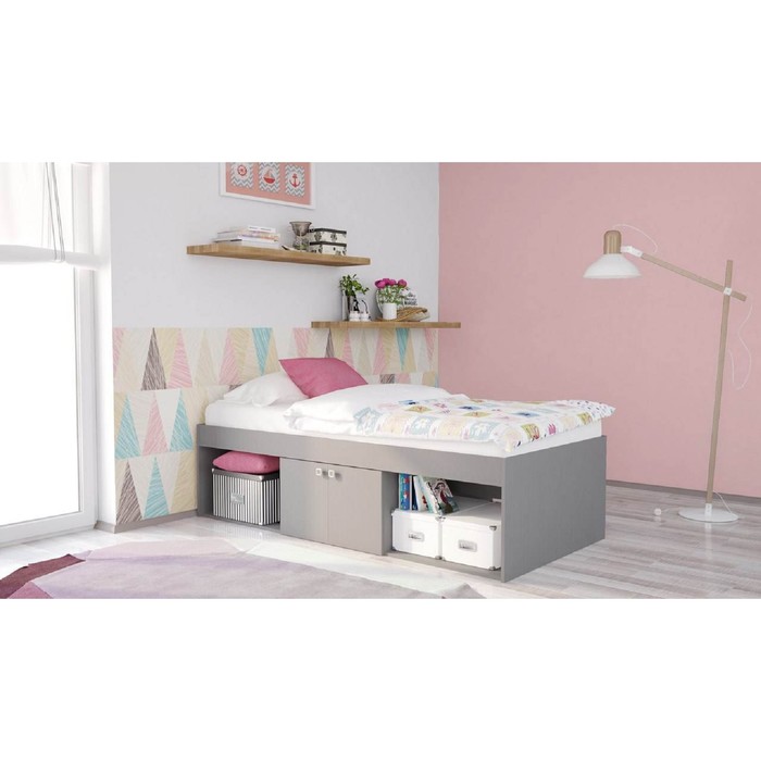 Кроватка детская Polini kids Simple 3000 с нишами, цвет серый - фото 1908449399