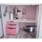 Кровать-чердак Polini kids Simple, с письменным столом и шкафом, цвет белый-роза - Фото 3