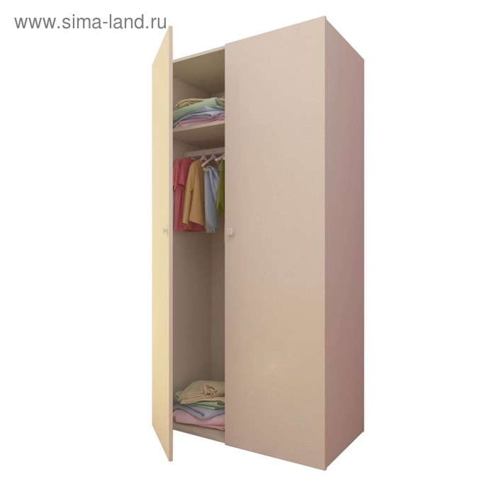 Шкаф двухсекционный Polini kids Simple, цвет слоновая кость - Фото 1