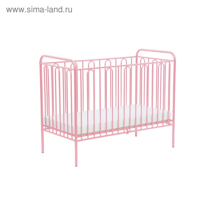 Детская кроватка Polini kids Vintage 110 металлическая, цвет розовый - Фото 1