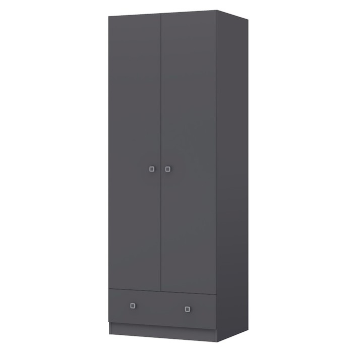 Шкаф прямой двухстворчатый Polini kids Simple, 1 ящик, 700×516×1900 мм, цвет серый - Фото 1