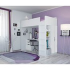 Кровать-чердак Polini kids Simple, с письменным столом и шкафом, цвет белый - Фото 1