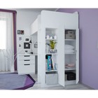 Кровать-чердак Polini kids Simple, с письменным столом и шкафом, цвет белый - Фото 4