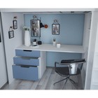 Кровать-чердак Polini kids Simple, с письменным столом и шкафом, цвет белый-синий - Фото 3