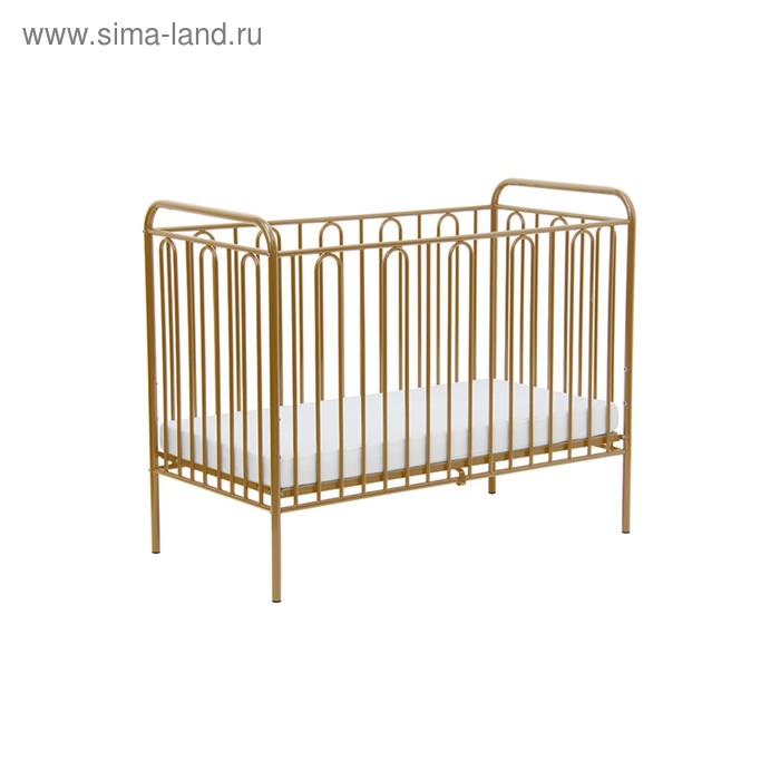 Детская кроватка Polini kids Vintage 110 металлическая, цвет золотистый - Фото 1