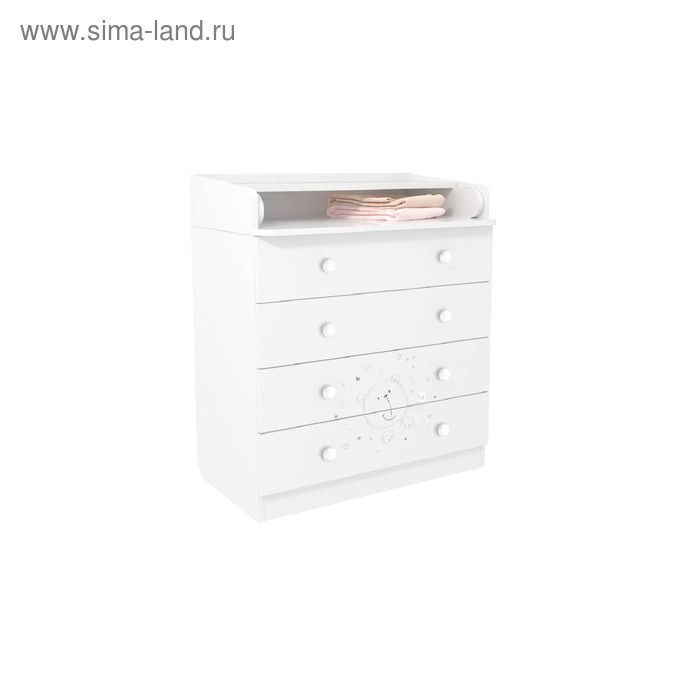 Комод пеленальный Polini kids French 1580, Teddy, цвет белый - Фото 1