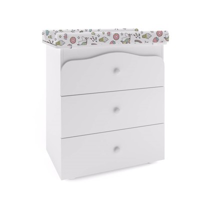 Комод пеленальный с ванночкой Polini kids Basic 3275, «Единорог» Сладости, белый