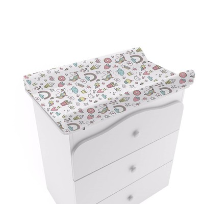 Комод пеленальный с ванночкой Polini kids Basic 3275, «Единорог» Сладости, белый