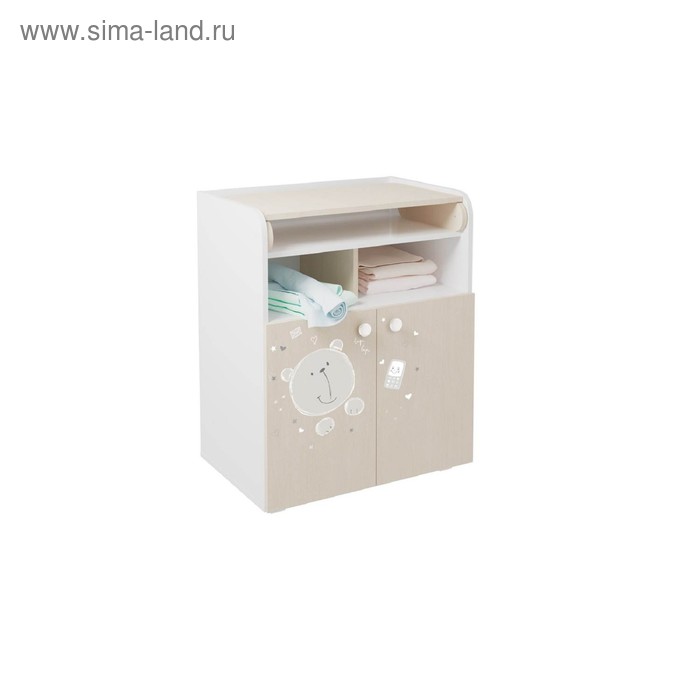 Комод пеленальный Polini kids French=1270, Teddy, цвет белый-дуб пастельный - Фото 1