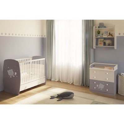 Комод пеленальный Polini kids French=1580, Teddy, белый-серый